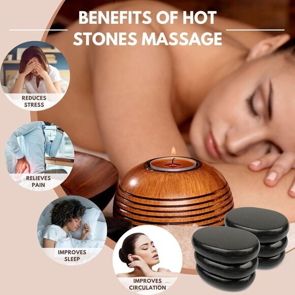 8 Pieces Massage Stone Set Hot‎ Rocks Oval Shaped (4217) - Picture 4 of 6